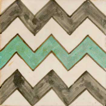 Mosaic House Moroccan tile HPC ZigZag 1-12-27 White Light Green Dark Gray  hand painted 